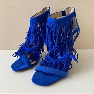 Steve Madden Blue Fringe Heels